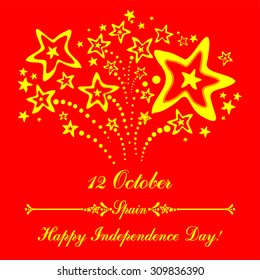 12 October. Happy Independence Day. Celebration background with fireworks and place for your text. Vector Illustration 