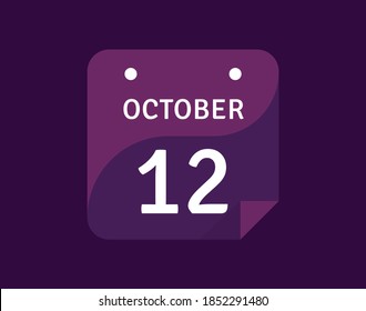 12 October, October 12 icon Single Day Calendar Vector illustration