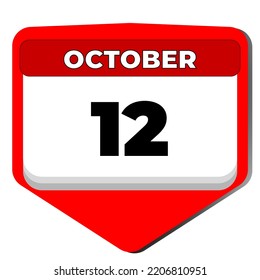12 de octubre Día del calendario del icono vector. 12 de octubre. Doce días de octubre. 12.º número de fecha. calendario de 12 días. Doce días. Día Internacional de la Juventud, Año Internacional de la Juventud, Elefante Mundial