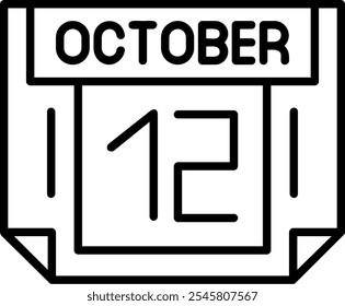 12 October Vector Icon Outline Stlye