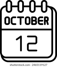 12 October Vector Line Icon Design