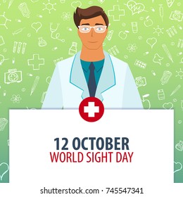 12 october. World Sight day. Medical holiday. Vector medicine illustration