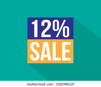 12% off. Blue and orange banner for discounts and promotion. Design for web and online sales.