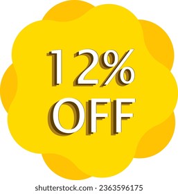 Vector de oro y amarillos de ilustraciones con 12% de descuento y fondo blanco con etiqueta