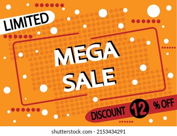 12% fuera de mega venta. Vector decorado para ventas y promociones en tiendas