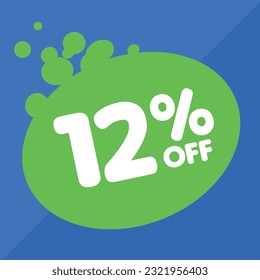 12% off per cent, percentage number in a colored circle, promotion, big sale, colorful background