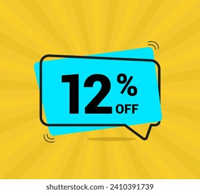 12% OFF sale. Coupon of Discount Price. Discount promotion. Banner for twelve percent off offers. Yellow and blue Design Template Concept. Vector illustration.