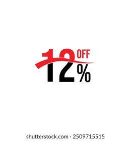 
12% off sale discount template design .12% off discount badge icon logo. Discount sale off tag 12 percent sign on white background. Vector and illustration.
