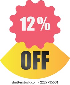 12 off sale label symbol,Sale tag vector badge template,  12 % sale promotion flat icon ,Discount offer price label , clearance sale sticker emblem, modern design isolated on white background

