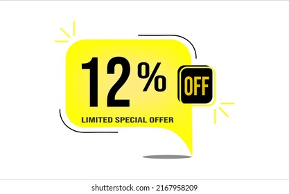 12% off a yellow balloon with black numbers