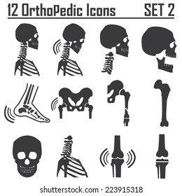 12 Orthopedic and spine symbol Set 2 - vector illustration eps 10  mono symbols