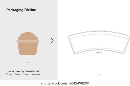 12 oz Ice Cream Cup Dieline