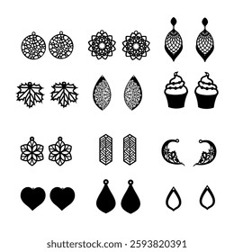 12 Pack Earring Bundle, Laser cut earrings bundle, pattern Glowforge earings vector cnc templates Earings cut plan Digital download, Vector Files for Cricut 