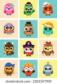 12 Parrots Characters dress in different ways
