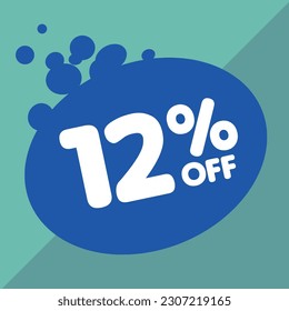 12% per center, percentage number in a colored circle, promotion, big sale, colorful background