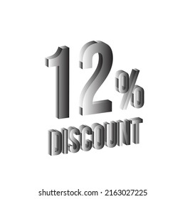 12 percent discount in black isolated on white background