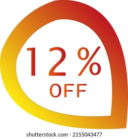 12 percent off with orange vector off circle format
