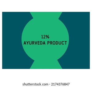  12% percentage Ayurveda product wonderfull geometric rectangular shape design element vector illustration for promo sign label on white background with fantastic font and black color