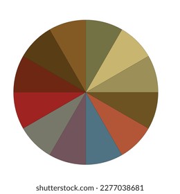 
12 pieces pie chart full earth notes colored - Illustration - vector 