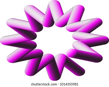 12 pointed star shape in a tubular shaped path colored purple