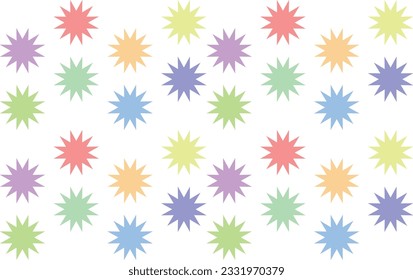 12 points star pastel color seamless pattern, vector illustration.