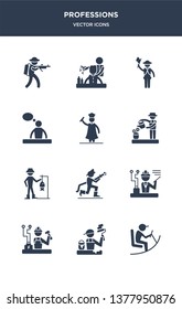 12 professions vector icons such as driver, dyer, electrician, engineer, firefighter contains fisherman, florist, graduated, graphic de, guide, hairdresser icons