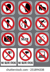 12 prohibition signs vector set