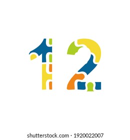 12 Puzzle number illustration. Vector Eps10