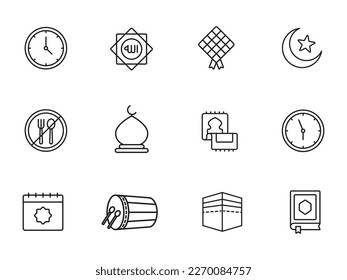 12 Ramadan Icon with outline style