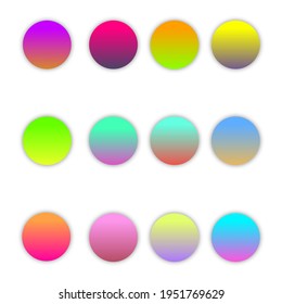 12 Random Color Gradient Circle or Ellipse. Color Shade.