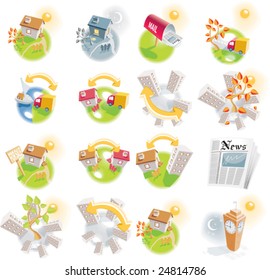 12 iconos vectoriales detallados de bienes raíces