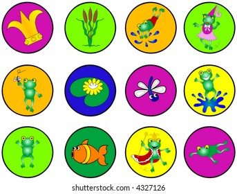 12 round frog vectors.