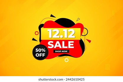 12 12 Sale Banner Promotion Template.  stock clearance background. end of year banner template design for web or social media, Sale special offer. abstract vector design.