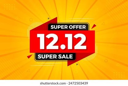 12 12 Sale Banner Promotion Template.  stock clearance background. end of year banner template design for web or social media, Sale special offer. abstract vector design.