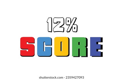 12 % Score sign designed modern style to catch the eye with color various combination. Point Vector illustration isolated white background.