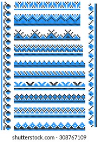 12 seamless embroidered good like handmade cross-stitch ethnic Ukraine pattern