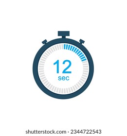 12 seconds countdown timer or digital counter timer clock vector icon. 12 sec Stopwatch vector icon, digital timer.