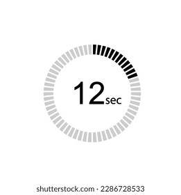 Die 12 Sekunden, stoppen Sie Vektorsymbol, digitaler Timer. Uhr und Uhr, Timer, Countdown-Symbol.