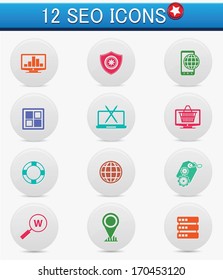12 SEO and Marketing buttons,vector