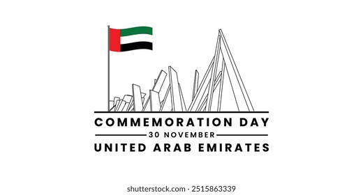 12 Sept 2024, Kuala Lumpur, Malaysia: Translation: Wahat Al Karama. Commemoration Day in UAE Featuring Wahat Al Karama Monument - November 30 Patriotic Event Vector Design