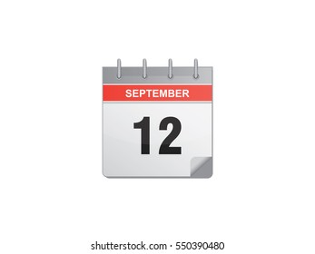12 September calendar vector illustration on white background