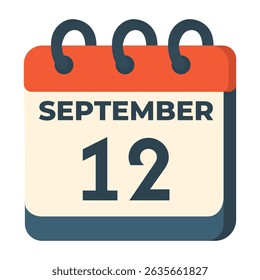 Vector del calendario del 12 de septiembre sobre fondo blanco
Calendario de Vector con fecha