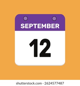 12 de septiembre Diseño web mensual de la página de texto del ícono del calendario.