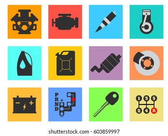 12 Service Car flat icon. Vector illustration.