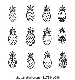 12 set pineapple hand drwan