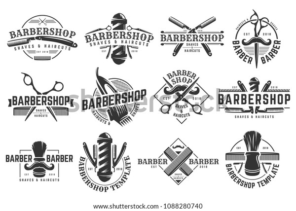 12 Set Vector Barbershop Vintage Logo Stock Vector (Royalty Free ...