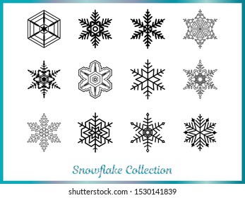 12 set of winter snowflakes