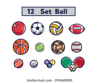 12 sets of balls for all games for logo and poster