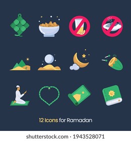 12 sets of icons for ramadan suitable for welcoming the month of ramadan