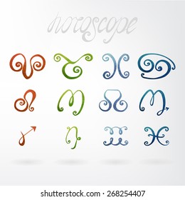 12 signs of the zodiac watercolor texture